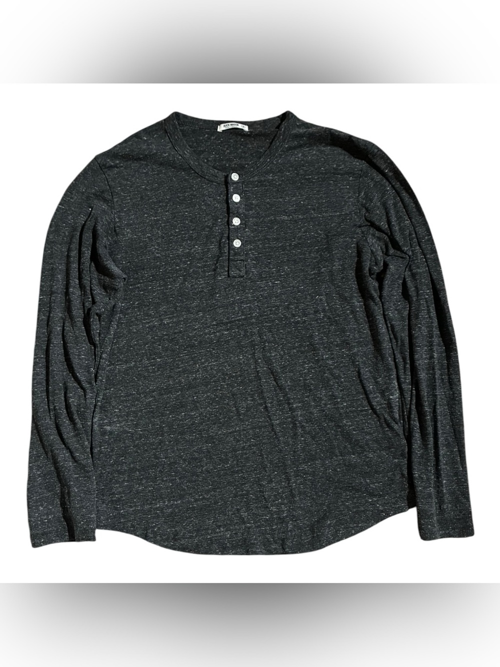Buck Mason Henley Curved Hem Heather Gray